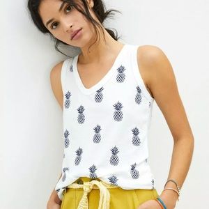 Anthropologie T.La. Scoop-neck Layering Tank In White Pineapple Size Small